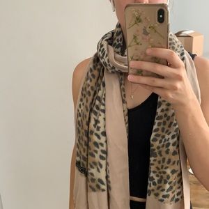 Cheetah print cashmere blend scarf